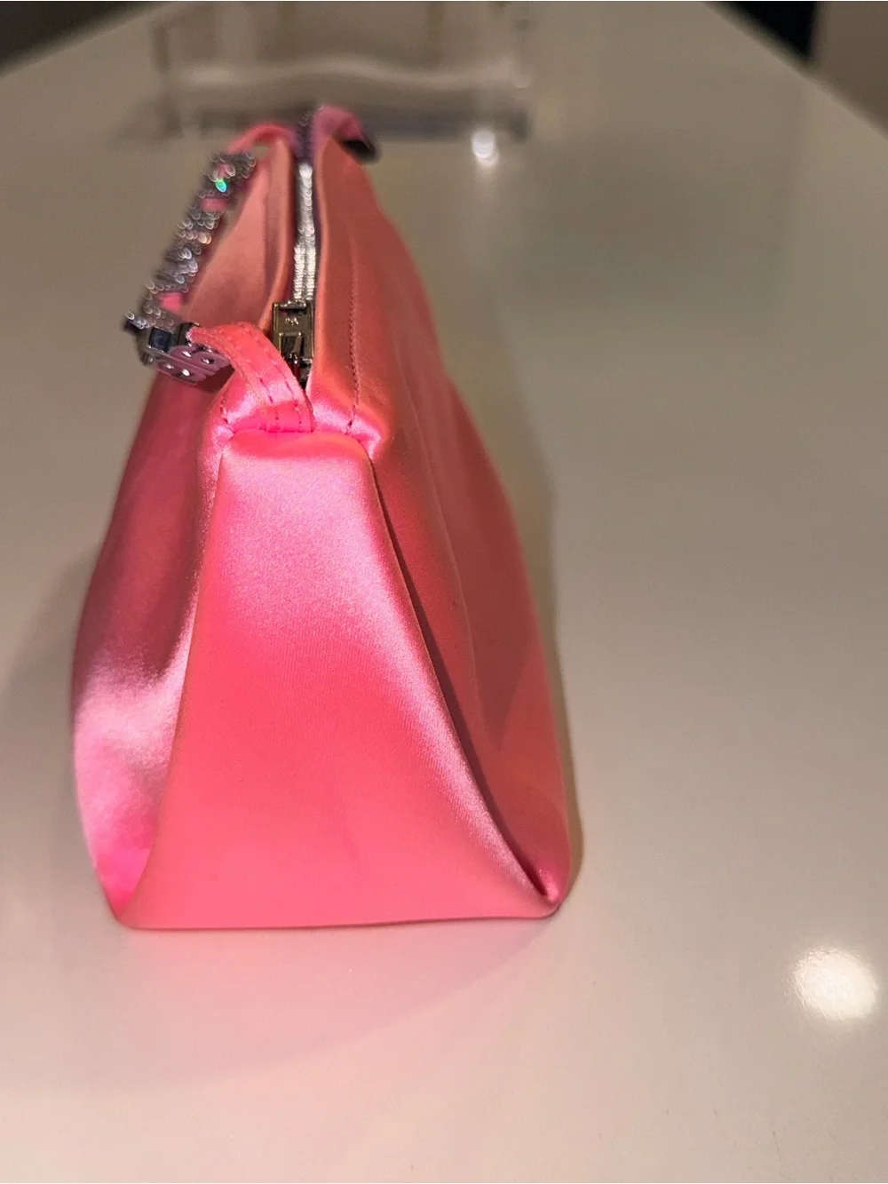Alexander Wang Pink Satin Logo Crystal Strap Mini Bag